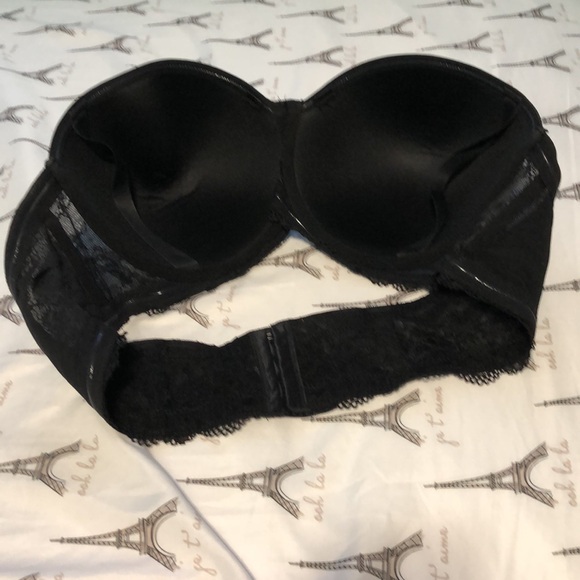 Deesse strapless bra 44D NWOT 4 clasp closure black underwire cup lace back - Picture 4 of 5